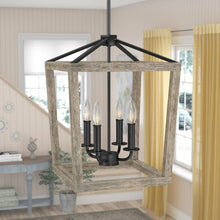 Load image into Gallery viewer, 4 Light Lantern Adjustable Dimmable Square/Rectangle Chandelier