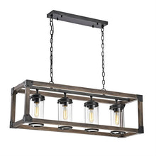 Load image into Gallery viewer, 4 Light Adjustable Dimmable Rectangle Chandelier with Wrought Iron Accents