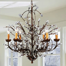 Load image into Gallery viewer, Antique Bronze 6-light Crystal and Iron Chandelier