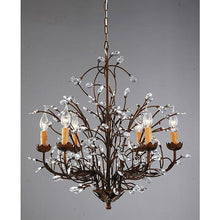 Load image into Gallery viewer, Antique Bronze 6-light Crystal and Iron Chandelier