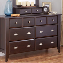 Load image into Gallery viewer, Dark Brown Wood 6-Drawer Wardrobe Dresser