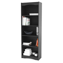 Load image into Gallery viewer, Contemporary Black Bookcase with 5 Shelves and Curved Accents