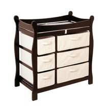 Load image into Gallery viewer, Espresso Wood Baby Diaper Changing Table with 6 Storage Baskets