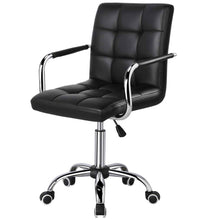 Load image into Gallery viewer, Modern Mid-Back Black Faux Leather Office Chair with Removable Arms
