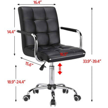 Load image into Gallery viewer, Modern Mid-Back Black Faux Leather Office Chair with Removable Arms