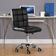 Load image into Gallery viewer, Modern Mid-Back Black Faux Leather Office Chair with Removable Arms