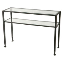 Load image into Gallery viewer, Black Metal Frame Sofa Table with Clear Tempered-Glass Top Shelves