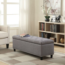 Load image into Gallery viewer, Grey Linen 48-inch Bedroom Storage Ottoman Bench Footrest