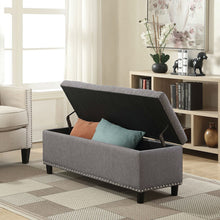 Load image into Gallery viewer, Grey Linen 48-inch Bedroom Storage Ottoman Bench Footrest