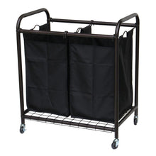 Load image into Gallery viewer, Bronze Laundry Hamper Cart with 2 Black Sorter Bags