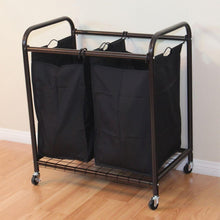 Load image into Gallery viewer, Bronze Laundry Hamper Cart with 2 Black Sorter Bags
