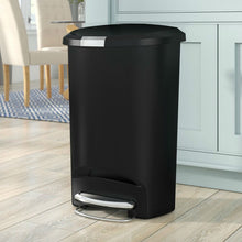 Load image into Gallery viewer, Black 13-Gallon Kitchen Trash Can with Foot Pedal Step Lid