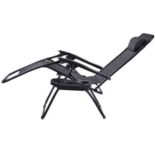 Load image into Gallery viewer, Set of 2 Black Folding Outdoor Zero Gravity Lounge Chair Recliner