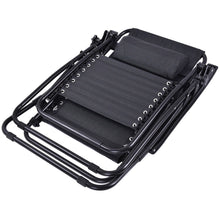 Load image into Gallery viewer, Set of 2 Black Folding Outdoor Zero Gravity Lounge Chair Recliner