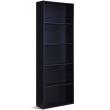 Load image into Gallery viewer, Modern 5-Shelf Bookcase Storage Shelves in Black Wood Finish