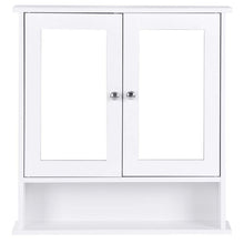 Load image into Gallery viewer, White Bathroom Wall Medicine Cabinet with Mirror and Open Shelf