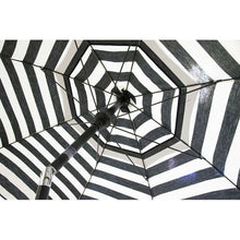 Load image into Gallery viewer, 6 Foot Black White Stripe Drape Umbrella Manual Lift with Tilt
