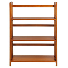 Load image into Gallery viewer, 3-Shelf Folding Storage Shelves Bookcase in Honey Oak Finish