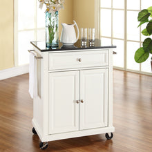 Load image into Gallery viewer, White Kitchen Cart with Granite Top and Locking Casters Wheels