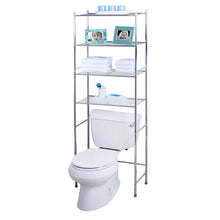 Load image into Gallery viewer, Bathroom Linen Tower Over the Toilet Shelving Unit in Chrome Metal Finish