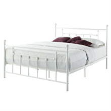 Load image into Gallery viewer, Full White Metal Platform Bed Frame with Headboard and Footboard