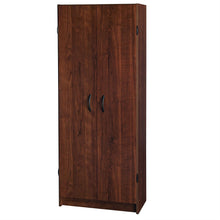 Load image into Gallery viewer, Wardrobe Cabinet with Shelves in Dark Cherry Wood Finish Bedroom Kitchen or Bathroom