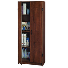 Load image into Gallery viewer, Wardrobe Cabinet with Shelves in Dark Cherry Wood Finish Bedroom Kitchen or Bathroom