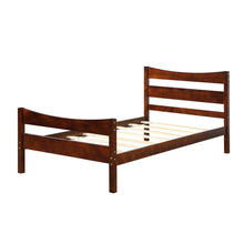 Load image into Gallery viewer, Twin size Farmhouse Style Pine Wood Platform Bed Frame in Walnut