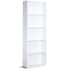 Load image into Gallery viewer, Modern 5-Tier Bookcase Storage Shelf in White Wood Finish