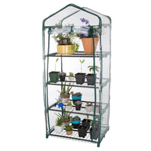 Load image into Gallery viewer, Durable 4-Tier Plant Stand Greenhouse with Zippered PVC Cover