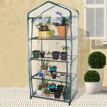Load image into Gallery viewer, Durable 4-Tier Plant Stand Greenhouse with Zippered PVC Cover