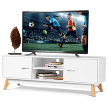 Load image into Gallery viewer, Modern Mid-Century Style Entertainment Center TV Stand in White Wood Finish