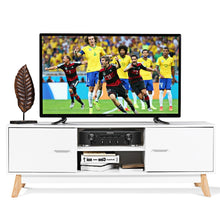 Load image into Gallery viewer, Modern Mid-Century Style Entertainment Center TV Stand in White Wood Finish