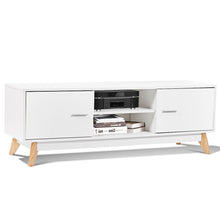 Load image into Gallery viewer, Modern Mid-Century Style Entertainment Center TV Stand in White Wood Finish