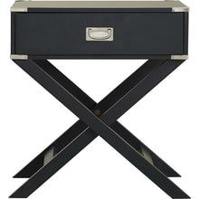 Load image into Gallery viewer, Dark Grey Black 1-Drawer End Table Nightstand with Modern Classic X Style Legs