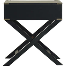 Load image into Gallery viewer, Dark Grey Black 1-Drawer End Table Nightstand with Modern Classic X Style Legs