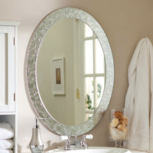 Load image into Gallery viewer, Oval Frame-less Bathroom Vanity Wall Mirror with Elegant Crystal Look Border