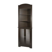 Load image into Gallery viewer, Espresso Bathroom Linen Tower Corner Towel Storage Cabinet with 3 Open Shelves