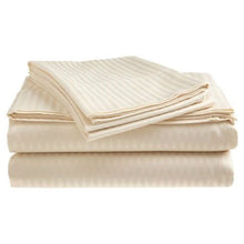 Load image into Gallery viewer, Full size Dobby Stripe Sateen Sheet Set in Beige Microfiber