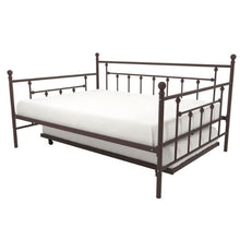 Load image into Gallery viewer, Full size Bronze Metal Daybed with Twin Roll-out Trundle Bed