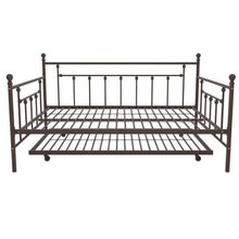 Load image into Gallery viewer, Full size Bronze Metal Daybed with Twin Roll-out Trundle Bed
