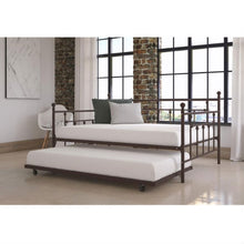 Load image into Gallery viewer, Full size Bronze Metal Daybed with Twin Roll-out Trundle Bed