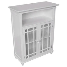 Load image into Gallery viewer, Classic White Wood 2-Door Bathroom Floor Cabinet with Glass Paneled Doors