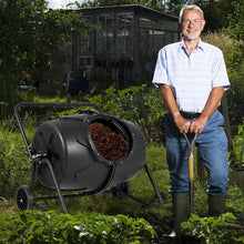 Load image into Gallery viewer, Outdoor Mobile 50-Gallon Compost Bin Tumbler on Wheels