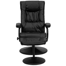 Load image into Gallery viewer, Black Faux Leather Recliner Chair with Swivel Seat and Ottoman