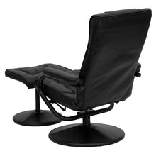 Load image into Gallery viewer, Black Faux Leather Recliner Chair with Swivel Seat and Ottoman