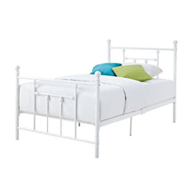 Load image into Gallery viewer, Full size White Metal Platform Bed with Headboard and Footboard