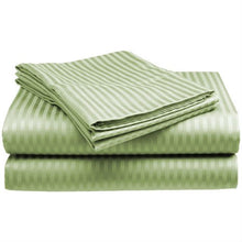 Load image into Gallery viewer, Full size Microfiber Sateen Dobby Stripe Sheet Set in Sage Green