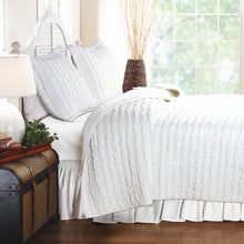 Load image into Gallery viewer, King size 3-Piece Quilt Set with 2 Pillow Shams 100% Cotton White Ruffles