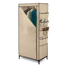 Load image into Gallery viewer, Tan 27-inch Portable Storage Closet Wardrobe with Shoe Organizer